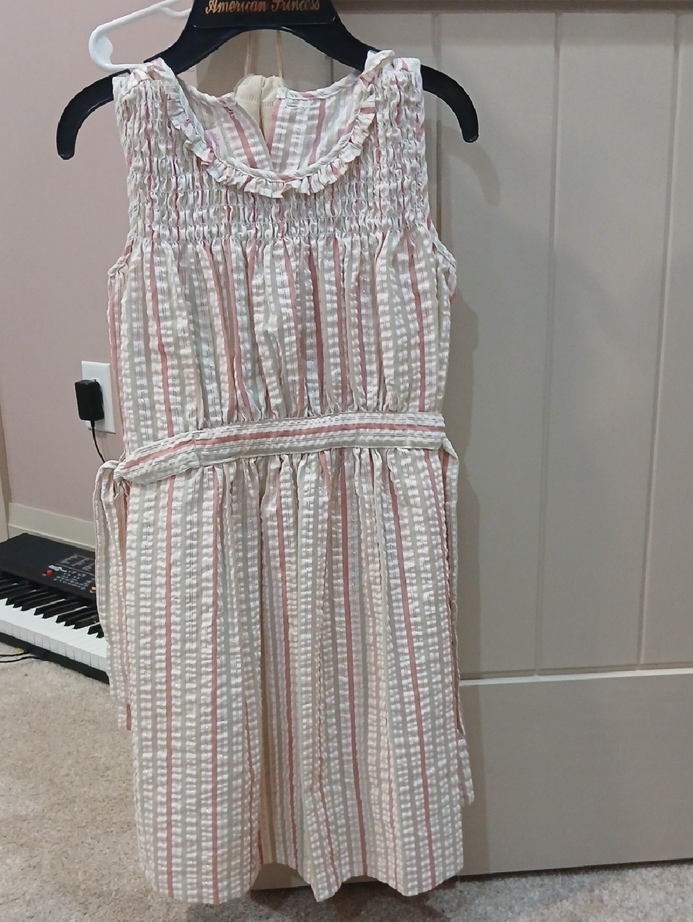 Bonnie Jean White and Pink Striped Smocked Sundress